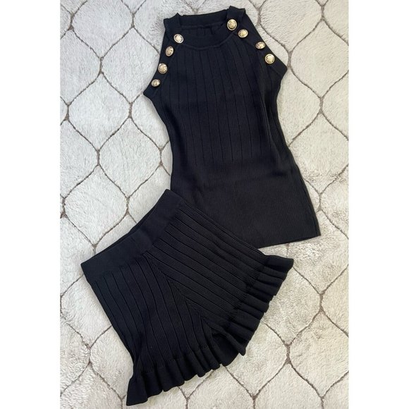 DAIMARAN Paris Women's Matching Set 2 Pieces Tank Top + Short Ruffle Black S - Picture 4 of 11